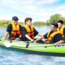 VEVOR Inflatable Boat Fishing Boat for 4 Persons, Heavy Duty Portable PVC Boat Raft Kayak, 45.6" Aluminum Oar, Heavy Duty Pump, Fishing Rod Holder and 2 Seats, 499kg Capacity