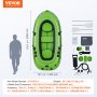 VEVOR inflatable boat, green with accessories, dimensions 118.1 x 55.1 inches. ideal for fishing.