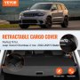VEVOR Retractable Cargo Cover, Upgraded Waterproof Trunk Cover Security Shield Shade for Jeep Grand Cherokee 2 Row 2022-2025 5-Seater, UV Proof Rear Trunk Cover Aluminum Alloy & PVC Leather Texture