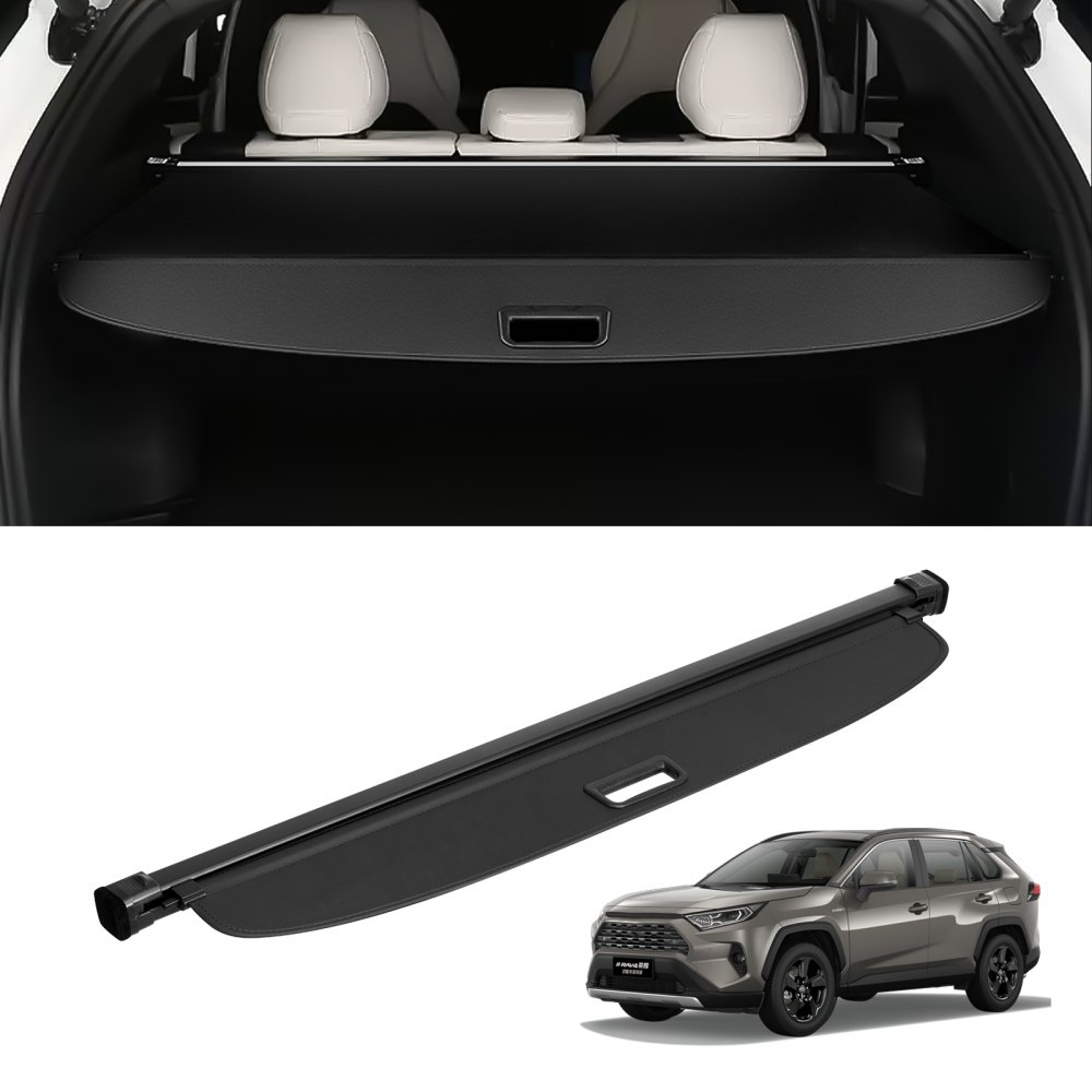 VEVOR retractable cargo cover for suv shown installed and separately with a gray toyota rav4.