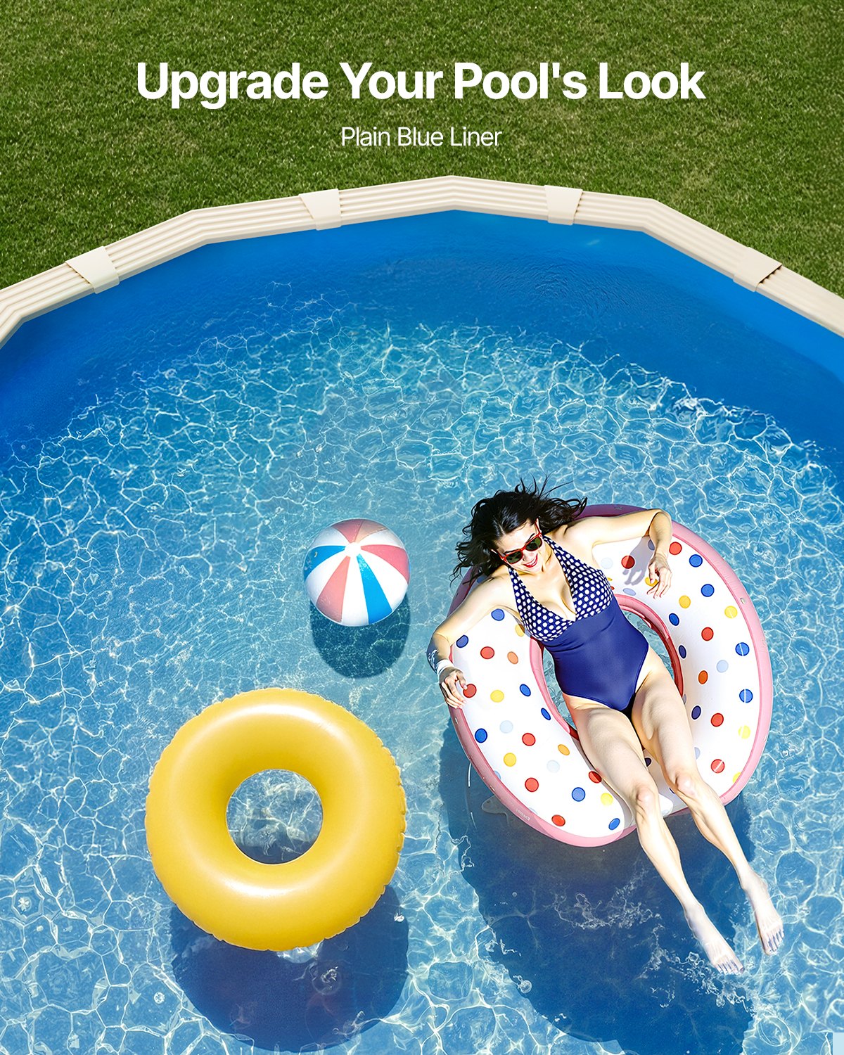 VEVOR Oval Pool Liner, 16.4 x 9.8 ft Pool Liner, Uinbead Style, Durable Vinyl Pool Liner, Standard Gauge, 47in Wall Height, Pool Liner Replacement for Steel Sided Above-Ground Swimming Pools