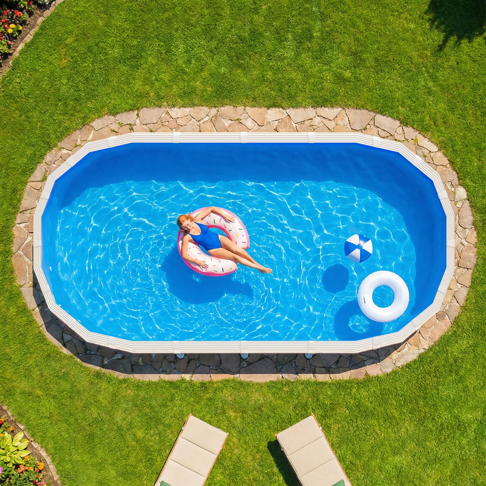 VEVOR zwembadfolie 3,6 x 6,2 m, zwembadfolie voor een wandhoogte van 120 cm, vervangingsfolie gemaakt van PVC, binnenfolie 0,8 mm dik, UniBead zwembadfolie, vervangingsfolie, geschikt voor bovengrondse zwembaden, blauw