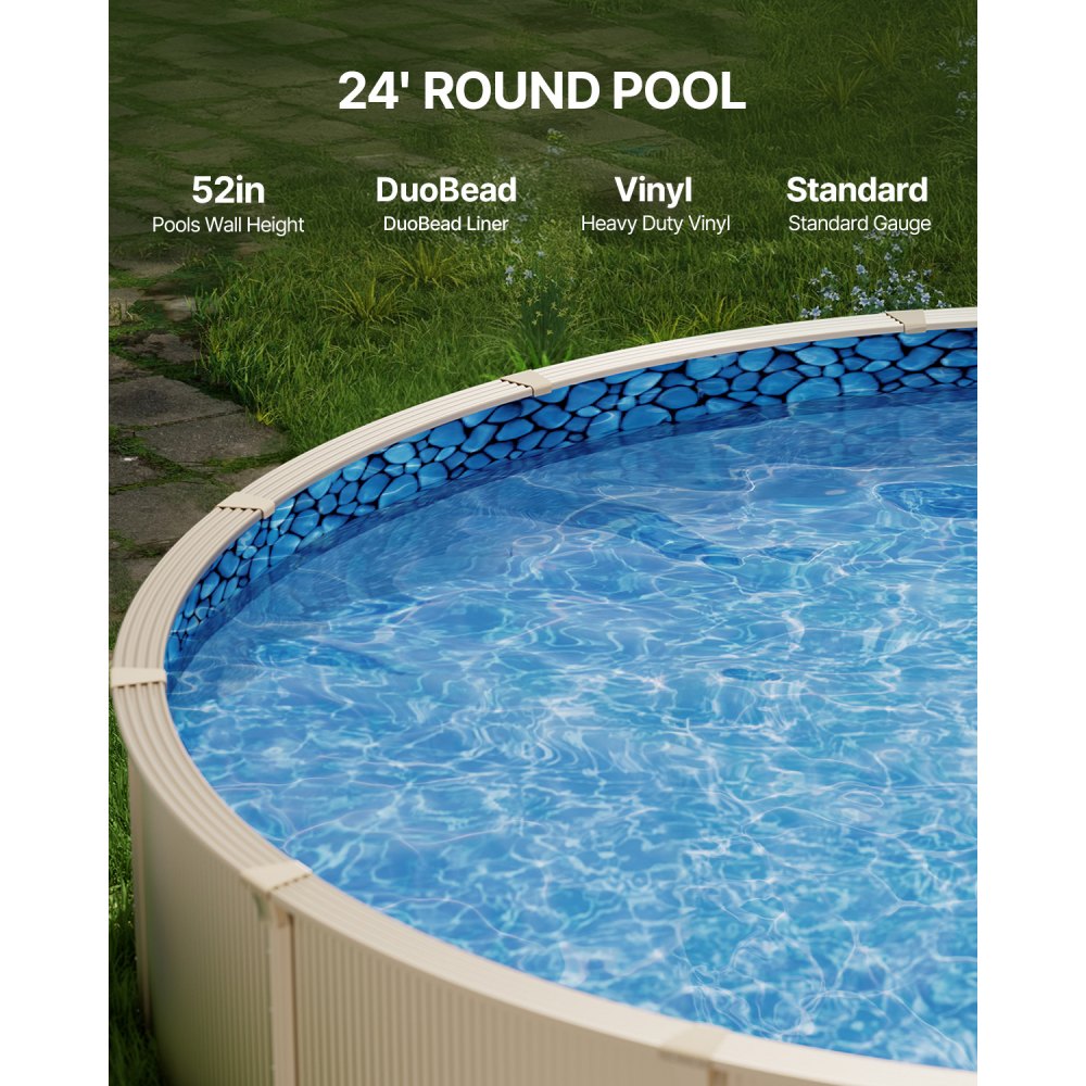 VEVOR ronde zwembadfolie, φ732x120 cm, binnenfolie, vervangingsfolie, zwembadfolie, vinylfolie in Unibead-stijl met standaard dikte, slijtvast, voor bovengrondse zwembaden met een wandhoogte van 132 cm