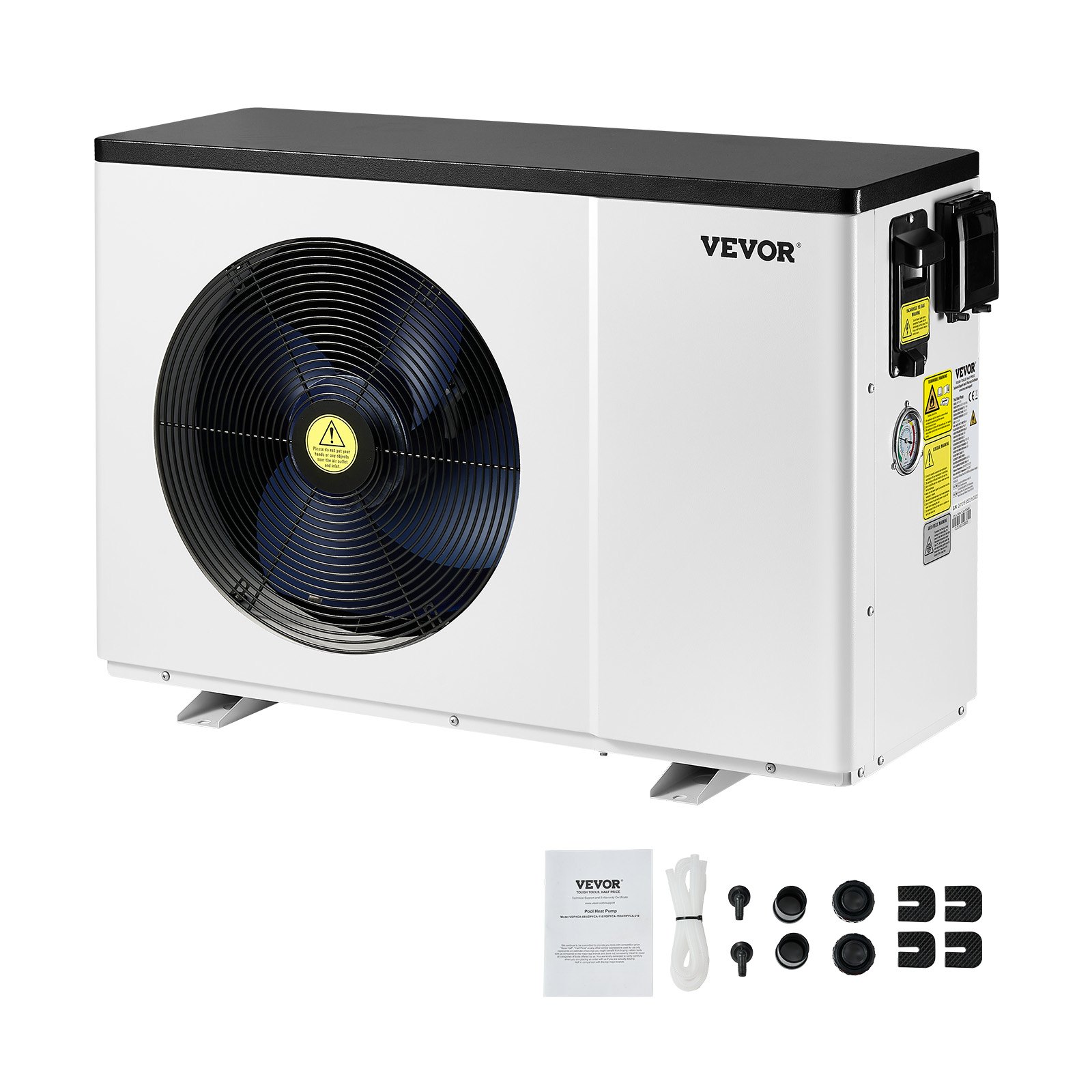 VEVOR elektrische zwembadwarmtepomp, verwarmingscapaciteit 1,48-7,11 kW, energiebesparende zwembadverwarmers met variabele frequentie voor bovengrondse zwembaden van 15-30 m³, verwarming en koeling van zwembadwaterverwarmers