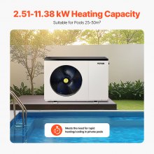 VEVOR elektrische zwembadwarmtepomp 2,51-11,38 kW Energiebesparende variabele frequentie