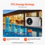 VEVOR Electric Pool Heat Pump, 3.22-15.25kW Heating Capacity, Energy-Saving Variable Frequency Pool Heaters for 30-60m³Above Ground Pools, Heating and Cooling Pool Water Heater AC220-240V 50Hz