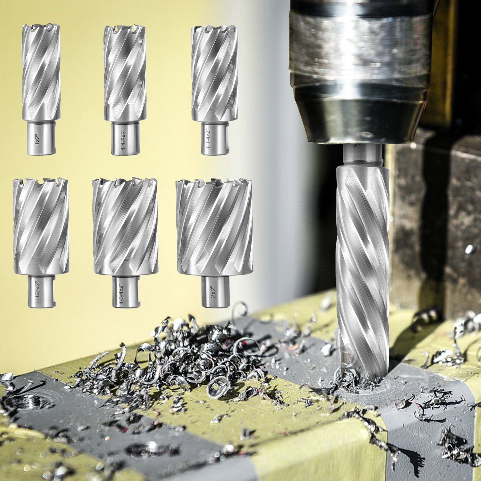 VEVOR HSS Vingerfrees Set Ringvormige Snijder Magnetische Boorset 6 ST 2,5-5 cm