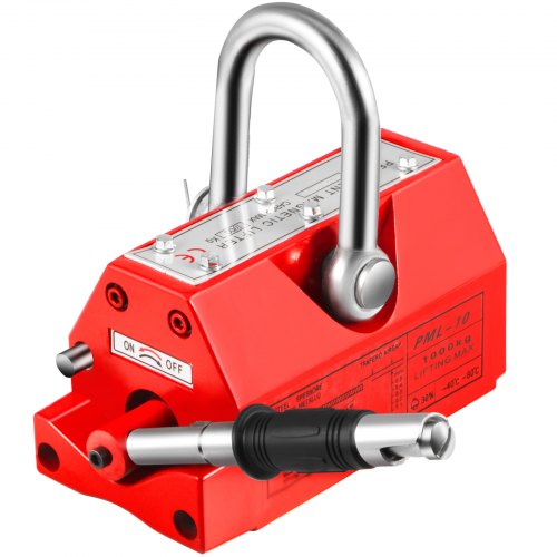 VEVOR Permanente Magnetische Lifter 1000KG/2200LBS Hefmagneet Dikte 40-80mm Kraanmagneet 287 x 145 x 137mm Rood Magnetic Lifter Tool voor Heffen Magnetisch Materiaal Staalplaat/Blok/Staaf/Cilindrisch