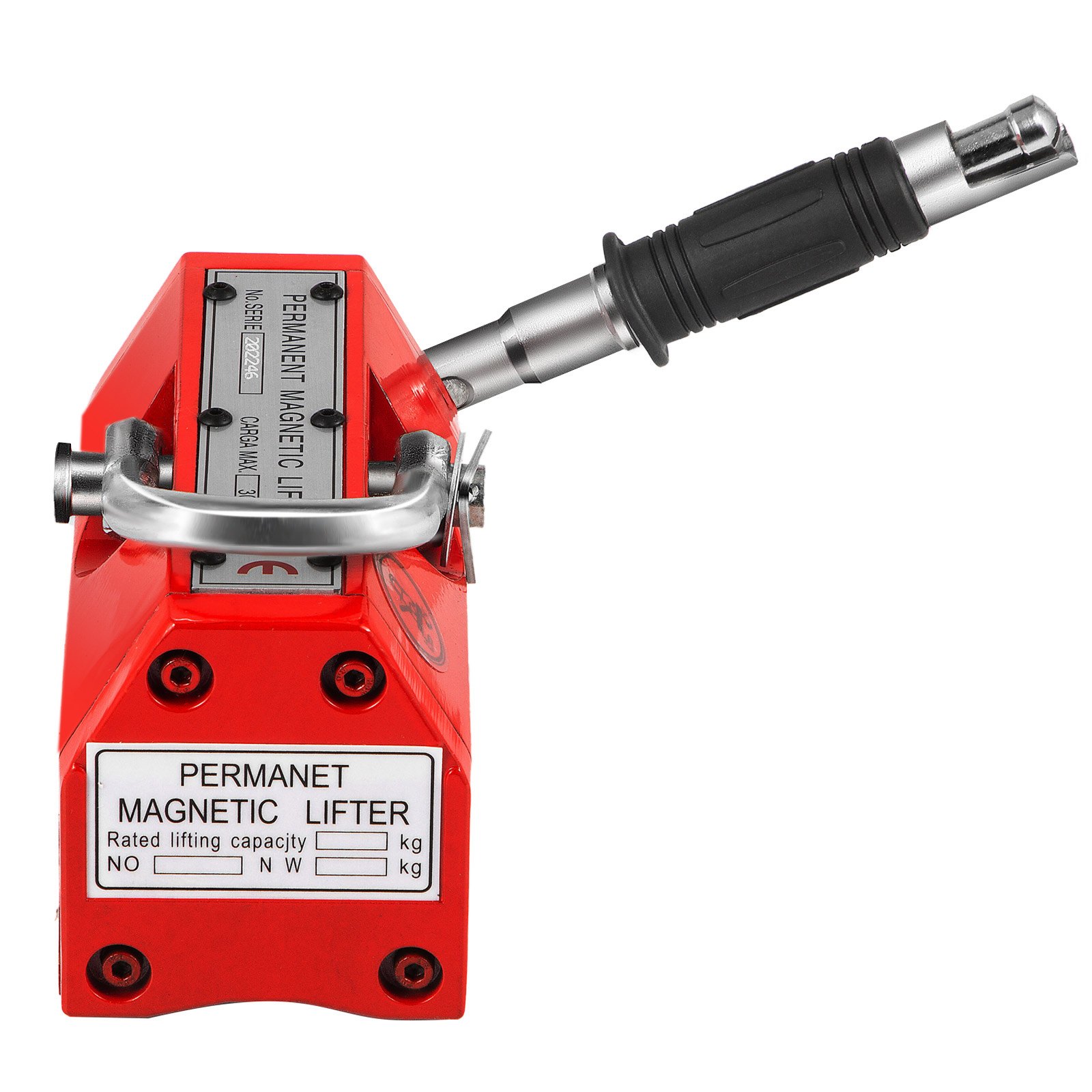 VEVOR Permanente Magnetische Lifter 300KG/ 660LBS Hefmagneet Dikte 15-35 mm Kraanmagneet 202 x 86 x 96 mm Rood Magnetic Lifter Tool voor Heffen Magnetisch Materiaal Staalplaat/Blok/Staaf/Cilindrisch