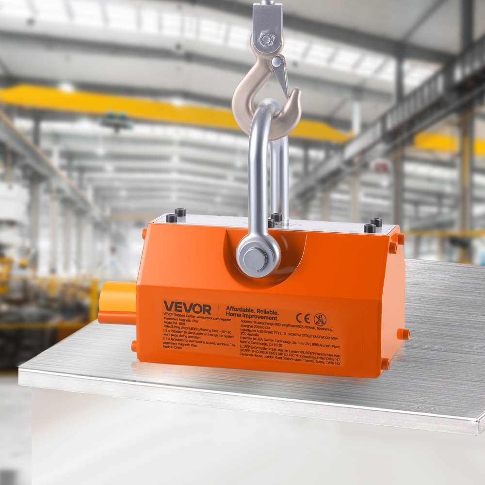 VEVOR Magnetic Lid Lifter Dolly, 600 kg Pulling Capacity, Steel Dolly with Heavy Duty Magnet Lift and 2 Wheels, Adjustable Handle, N42 Neodymium, Foldable and Portable, for Lifting Manhole Covers