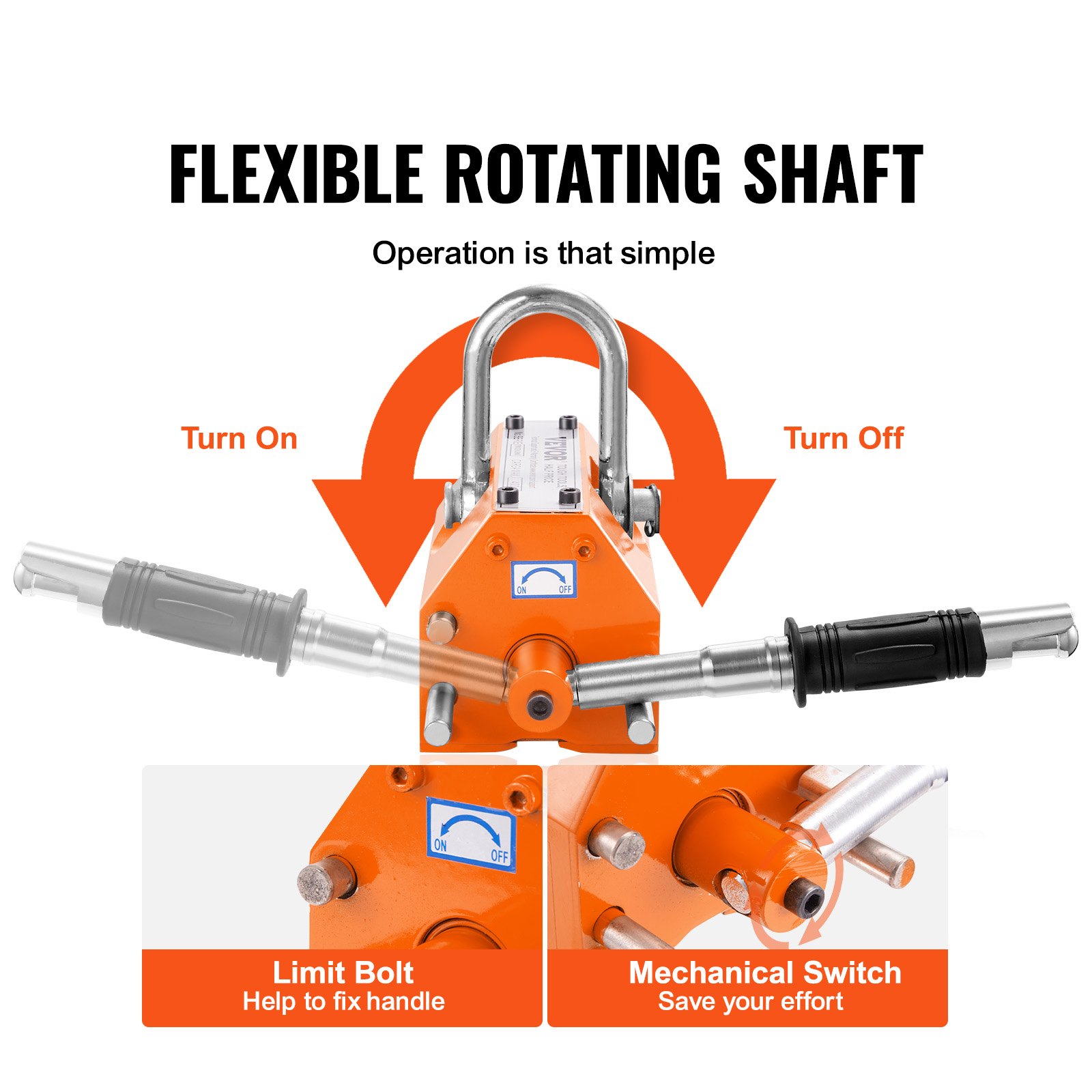 VEVOR Magnetische Hefmachine, 880 lbs / 400 kg trekvermogen, 2,5 veiligheidsfactor, neodymium en staal, hefmagneet met ontgrendeling, permanente hefmagneten, zware magneet voor heffen, werkplaatskraan, blok, bord