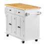 VEVOR Serveerwagen Keukenwagen 1100 x 450 x 825 mm, draagvermogen 136 kg Keukeneiland Keukenkast, Rolwagen Keukenwagen met handdoekrek & 2 lades, Magnetronkast Keukenwagen Massief hout