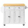 VEVOR Serveerwagen Keukenwagen 1100 x 450 x 825 mm, draagvermogen 136 kg Keukeneiland Keukenkast, Rolwagen Keukenwagen met handdoekrek & 2 lades, Magnetronkast Keukenwagen Massief hout