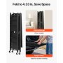 VEVOR 3-Tier Foldable Storage Shelf, 30W x 13D x 36H Inch Folding Metal Rack Shelving Unit, No Assembly Organizer Shelf with 5 Wheels & 4 Hooks for Pantry, Kitchen, Garage, Basement, Black