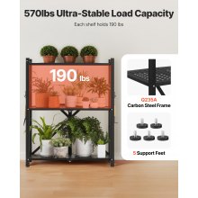 VEVOR 3-laags opvouwbare plank, zware uitvoering, opvouwbaar, 33 x 71 x 91 cm, zwart