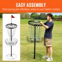 VEVOR disc golf basket easy assembly with chains and stable base, ideal for outdoor recreation.