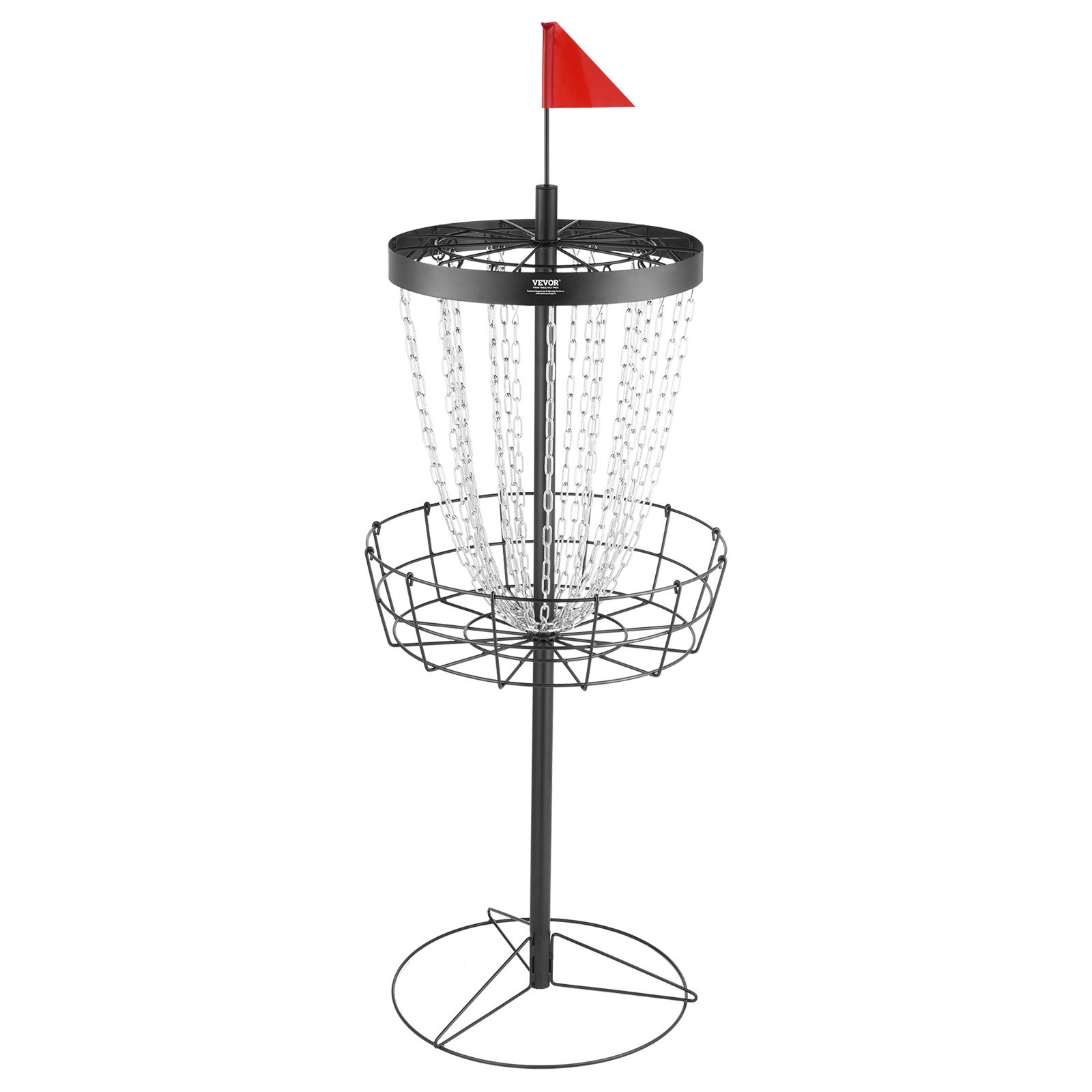 VEVOR Disc Golf Basket, Disc Golf Disc Set, met 24 kettingen, stalen oefenstandaard voor discgolfmanden, professionele golfmandset voor buiten en binnen, zwart (zonder frisbee)
