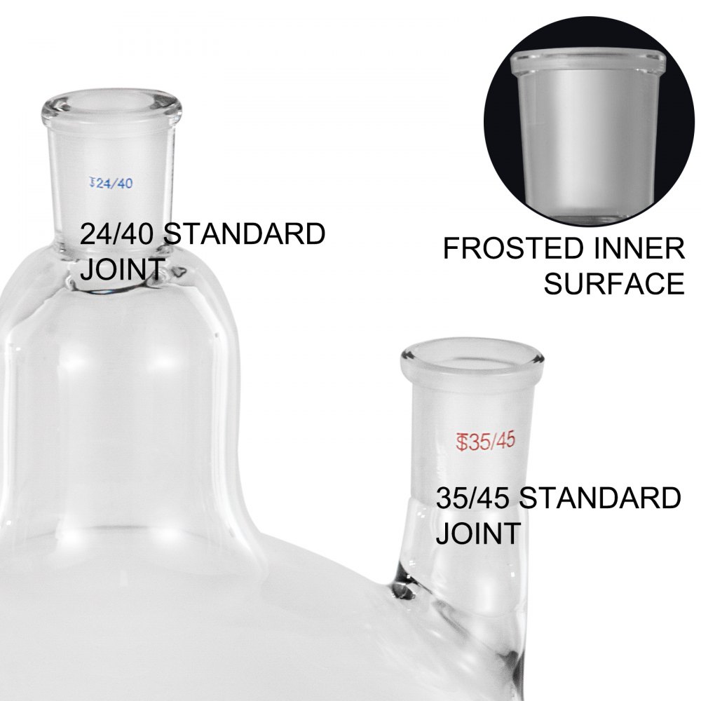 Vevor Ronde Bodem Flask Drie Halzen Glazen Kolf 3 Hals 10000 Ml Ronde Bodem Kolf