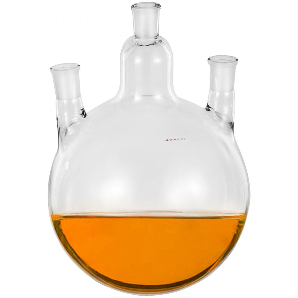 Vevor Ronde Bodem Flask Drie Halzen Glazen Kolf 3 Hals 10000 Ml Ronde Bodem Kolf