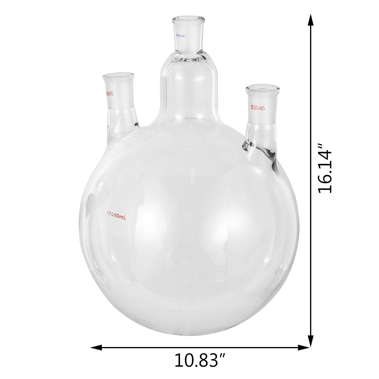 Vevor Ronde Bodem Flask Drie Halzen Glazen Kolf 3 Hals 10000 Ml Ronde Bodem Kolf