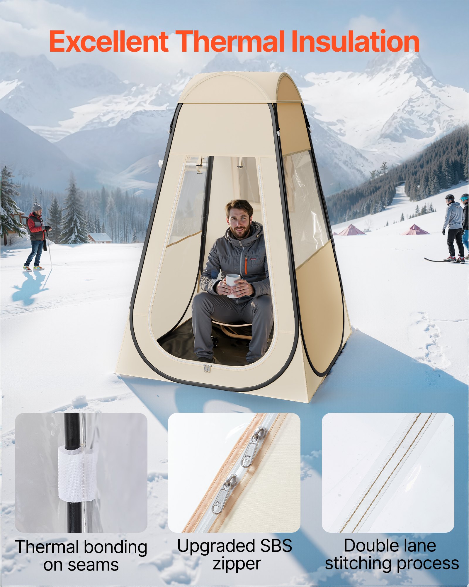 VEVOR Pop up Sports Tent, 47x47 in Clear Bubble Tent for 1 Person, Waterproof Outdoor Pod with Floor Mat & Top Cover, Garden Igloo Dome Tents Camping Shelter for Events Fishing Cheering