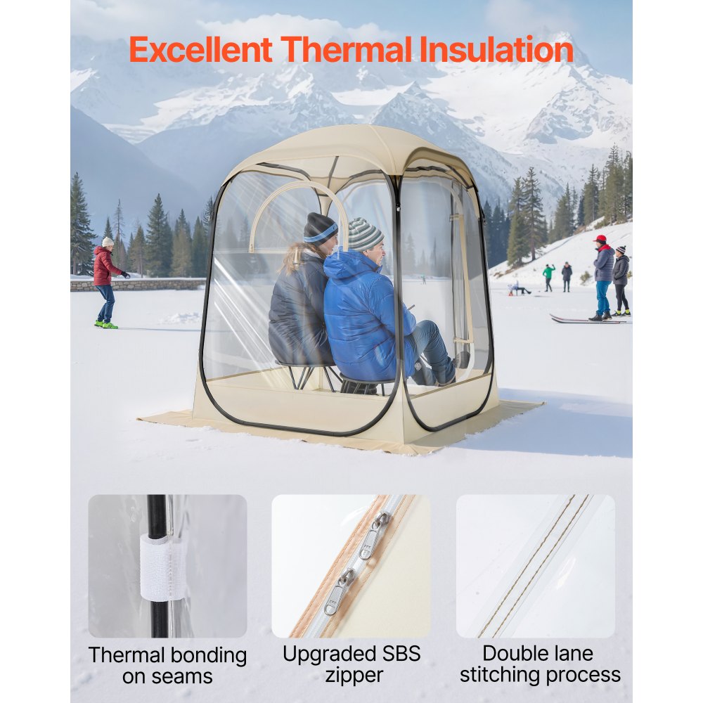 VEVOR Transparante Tent, 127x127x170 cm, Pop-up Tent voor 1-2 Personen, Sporttent met Grondmat & Dakzeil, Bubble Tent voor Buiten, Campingtent voor Evenementen, Vissen, Feesten
