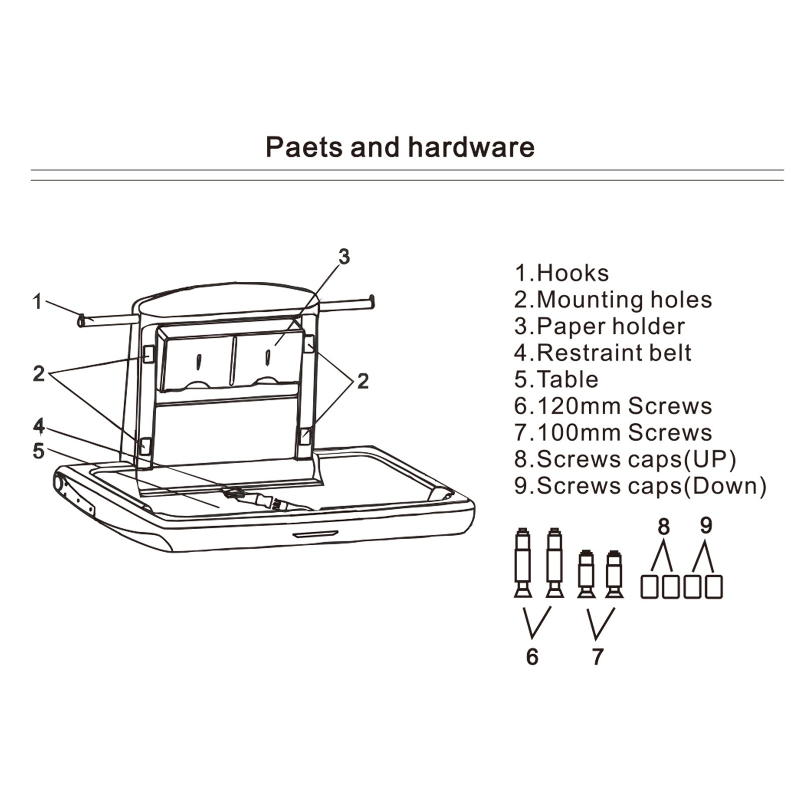 VEVOR 85 x 57 x 47 cm Opvouwbare verschoontafel Verschoonstation voor baby's HDPE voor zakelijke en privégelegenheden