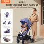 VEVOR 3-in-1 kinderwagen kinderbuggy reisbuggy buggy autostoel lichtblauw & zwart