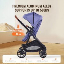 VEVOR 3-in-1 kinderwagen kinderbuggy reisbuggy buggy autostoel lichtblauw & zwart