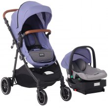 VEVOR 3-in-1 kinderwagen kinderbuggy reisbuggy buggy autostoel lichtblauw & zwart