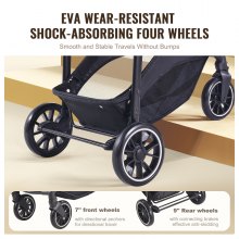 VEVOR 3-in-1 kinderwagen kinderbuggy reisbuggy buggy autostoel donkergrijs & zwart