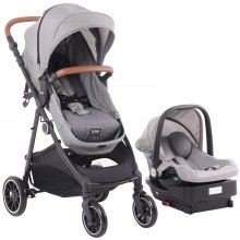 VEVOR 3-in-1 kinderwagen kinderbuggy reisbuggy buggy autostoel donkergrijs & zwart