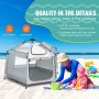 VEVOR babybox met luifel, 1520x1520x940mm draagbare binnen-/buitenbox voor baby's en peuters, lichtgewicht en opvouwbaar, 3 parasols, reistas voor strand, thuis