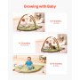 VEVOR Baby Play Gym Mat, Baby Activity Mat with 6 Sensory Toys, Oversize Leaf-Shaped Tummy Time Mat for 0-18 Months Newborn Infant, Baby Essential Gift for Motor Skills & Early Cognitive Development
