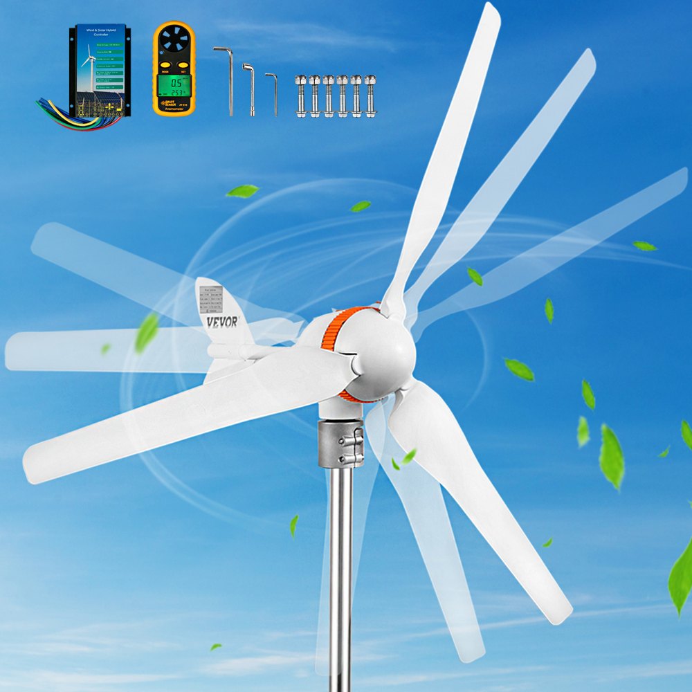 VEVOR Wind Turbine Generator, 12V/AC Wind Turbine Kit, 400W Wind Power Generator with Wind & Solar Controller 3 Blades Auto Adjust Windward Direction Suitable for Terrace, Marine, Motorhome, Chalet, B
