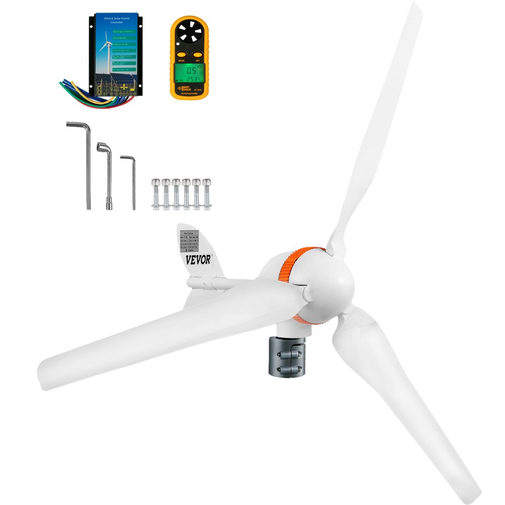 VEVOR Wind Turbine Generator, 12V/AC Wind Turbine Kit, 400W Wind Power Generator with Wind & Solar Controller 3 Blades Auto Adjust Windward Direction Suitable for Terrace, Marine, Motorhome, Chalet, B