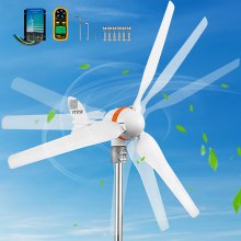 VEVOR windturbinegenerator 12V/AC windturbineset 400W windenergiegenerator met wind- en zonnecontroller 3 bladen Automatische aanpassing van de windrichting Geschikt voor terrasboot camper chalet