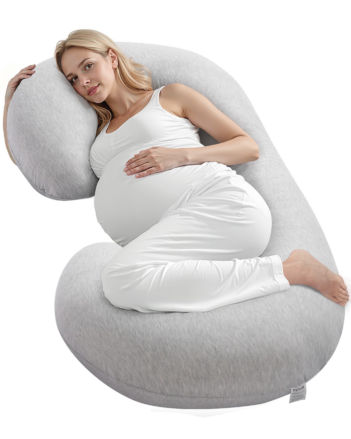 VEVOR Pregnancy Pillow, C-Shaped Full Body Maternity Pillow, Ultra-Soft and Breathable Pregnant Support Pillows with Removable & Washable Cover, Perfect for Back, Belly, Hip, Legs Relief