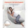 VEVOR Pregnancy Pillows, L-Shaped Maternity Pillow for Pregnant Women, Soft & Breathable Pregnancy Body Pillow with Washable Jersey Cover for Head Neck Belly Leg Support, Light Gray