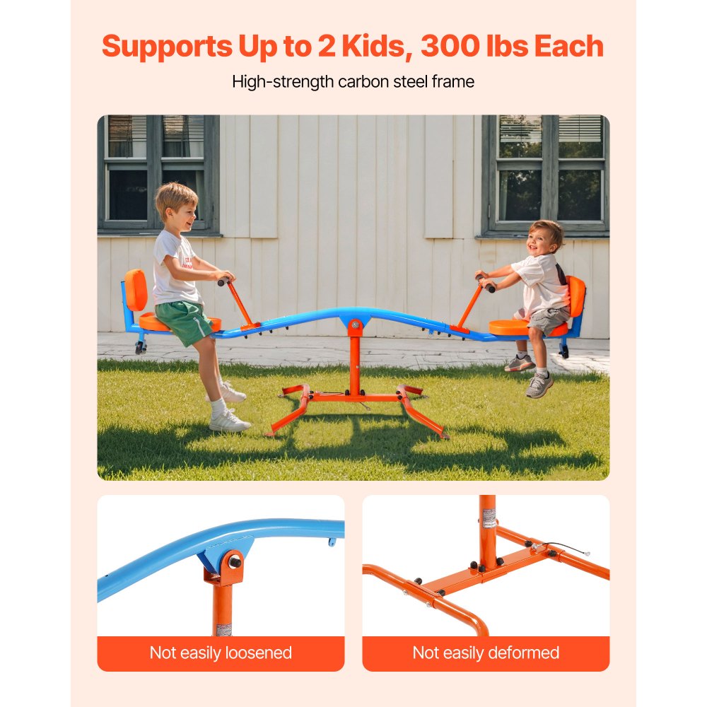 VEVOR Kids Seesaw, 300 lbs Load Capacity, Sit and Spin Teeter Totter with Easy-Grip Handles, Kids Outdoor Playground Equipment, Outside Toys, Swiveling 360 Degrees Rotating for Children Aged 3+
