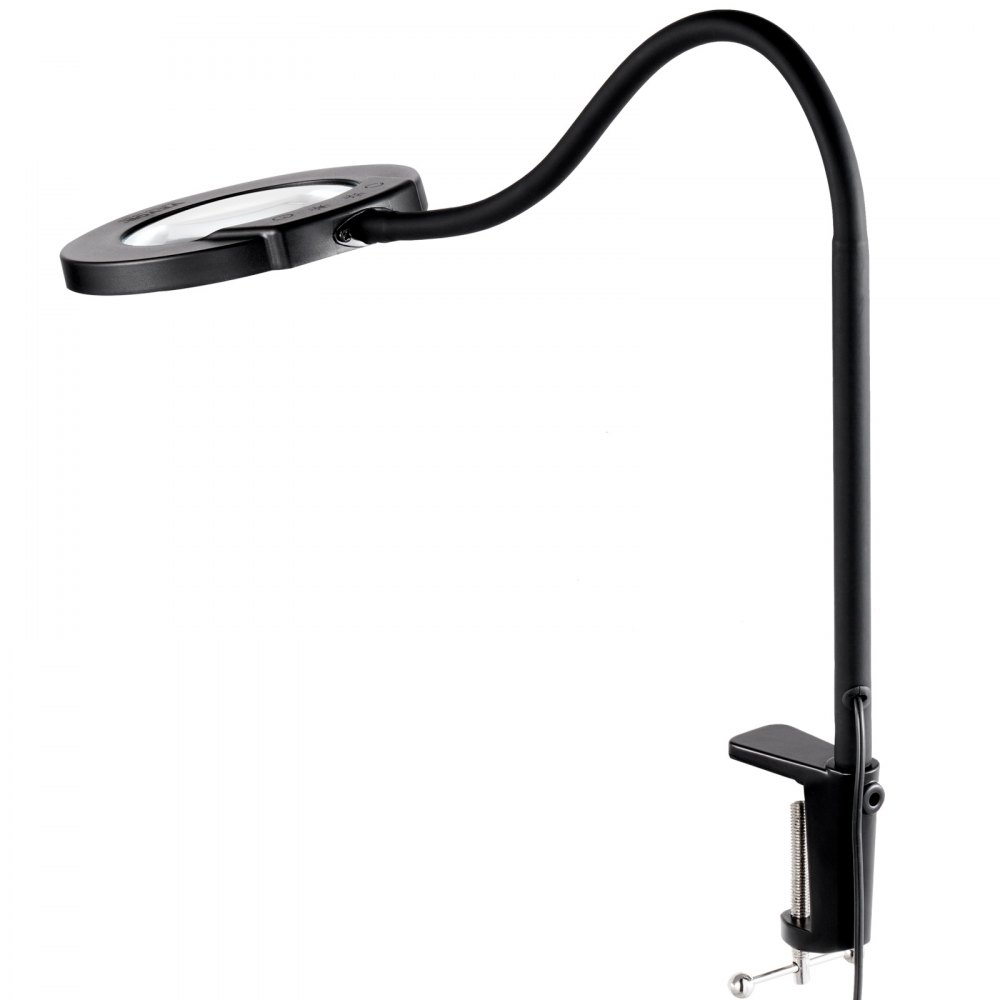 VEVOR Vloervergrootglas Standaard Vergrootglas 5x Standaard Vergrootglas met Licht, In Hoogte Verstelbare Standaard Vergrootglas met Licht, 12W Flexibele Zwanenhals, 3-in-1 LED 5 Kleurstanden, Vergrootlamp voor Lezen Senioren Hobby's Knutselen