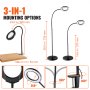 VEVOR Vloervergrootglas Standaard Vergrootglas 5x Standaard Vergrootglas met Licht, In Hoogte Verstelbare Standaard Vergrootglas met Licht, 12W Flexibele Zwanenhals, 3-in-1 LED 5 Kleurstanden, Vergrootlamp voor Lezen Senioren Hobby's Knutselen