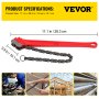 VEVOR Kettingtang Pijp Koperen Pijp Persgereedschap 91,44 cm, Zware Kettingtang Oliefilter Capaciteit 110 tot 185 mm, Kettingtang 760 mm Kettinglengte Loodgieterspijpgereedschap