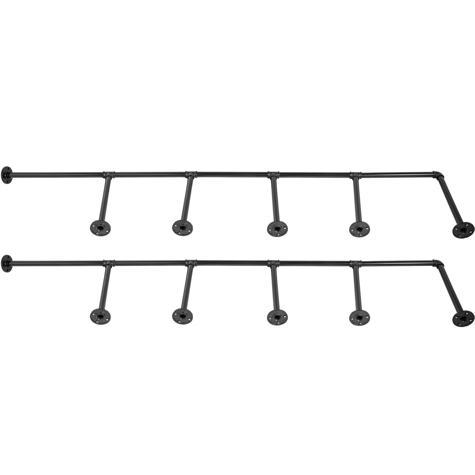 VEVOR Industrial Pipe Shelves 5-Tier Wall Mount Iron Pipe Shelves 2 PCS Pipe Shelving Vintage Black DIY Pipe Bookshelf Each Holds 44lbs Open Kitchen Shelving for Bedroom & Living Room with Accessories