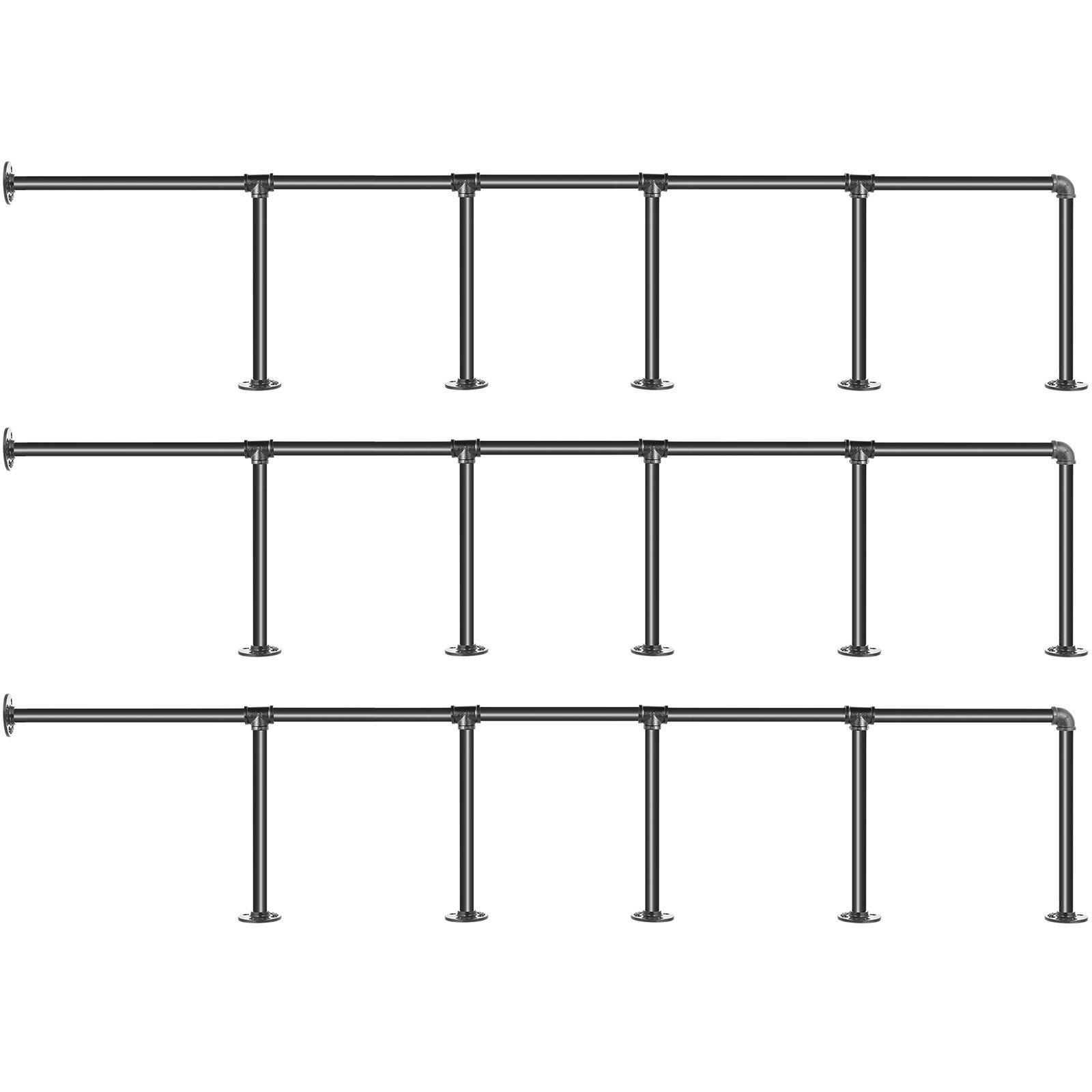 VEVOR 3 stuks retro industriële wandgemonteerde ijzeren plank buizen 34 x 176 cm pijpenplank 5 niveaus industriële wandplank totaal 100 kg draagvermogen ideaal voor keuken badkamer slaapkamer woonkamer kantoor