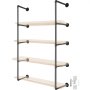 VEVOR Industrial Pipe Shelves 4-Tier Wall Mount Iron Pipe Shelves 2 PCS Pipe Shelving Vintage Black DIY Pipe Bookshelf Each Holds 44lbs Open Kitchen Shelving for Bedroom & Living Room with Accessories