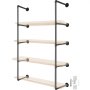 VEVOR Industrial Pipe Shelves 4-Tier Wall Mount Iron Pipe Shelves 2 PCS Pipe Shelving Vintage Black DIY Pipe Bookshelf Each Holds 44lbs Open Kitchen Shelving for Bedroom & Living Room with Accessories