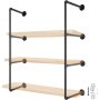 VEVOR Industrial Pipe Shelves 3-Tier Wall Mount Iron Pipe Shelves 2 PCS Pipe Shelving Vintage Black DIY Pipe Bookshelf Each Holds 44lbs Open Kitchen Shelving for Bedroom & Living Room with Accessories