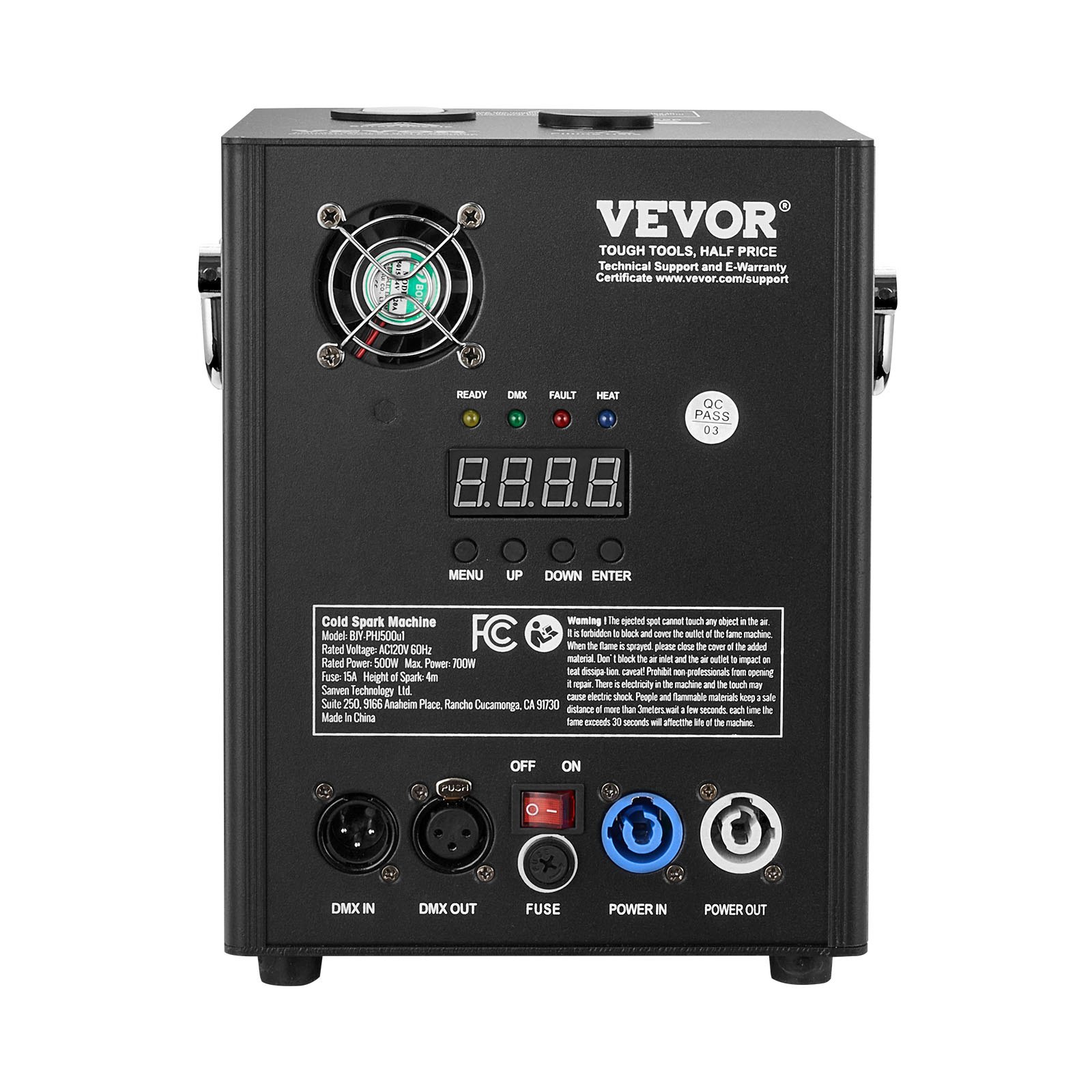 VEVOR Spark Machine 500W Pyrotechniek Machine Aluminiumlegering Vuurwerkmachine DMX Controller Verstelbare 2-4m Koude Vonkmachine 7 min per oplaadbeurt Ideaal voor Bruiloften, DJ Shows, Feesten