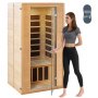 VEVOR Far Infrared Wooden Sauna, Room Home Sauna Spa for 1 to 2 Person, Low EMF Far Infrared Hemlock Wood Sauna with Tempered Glass Door & Multicolor Lamp & Bluetooth Speakers & Chromotherapy Lights,
